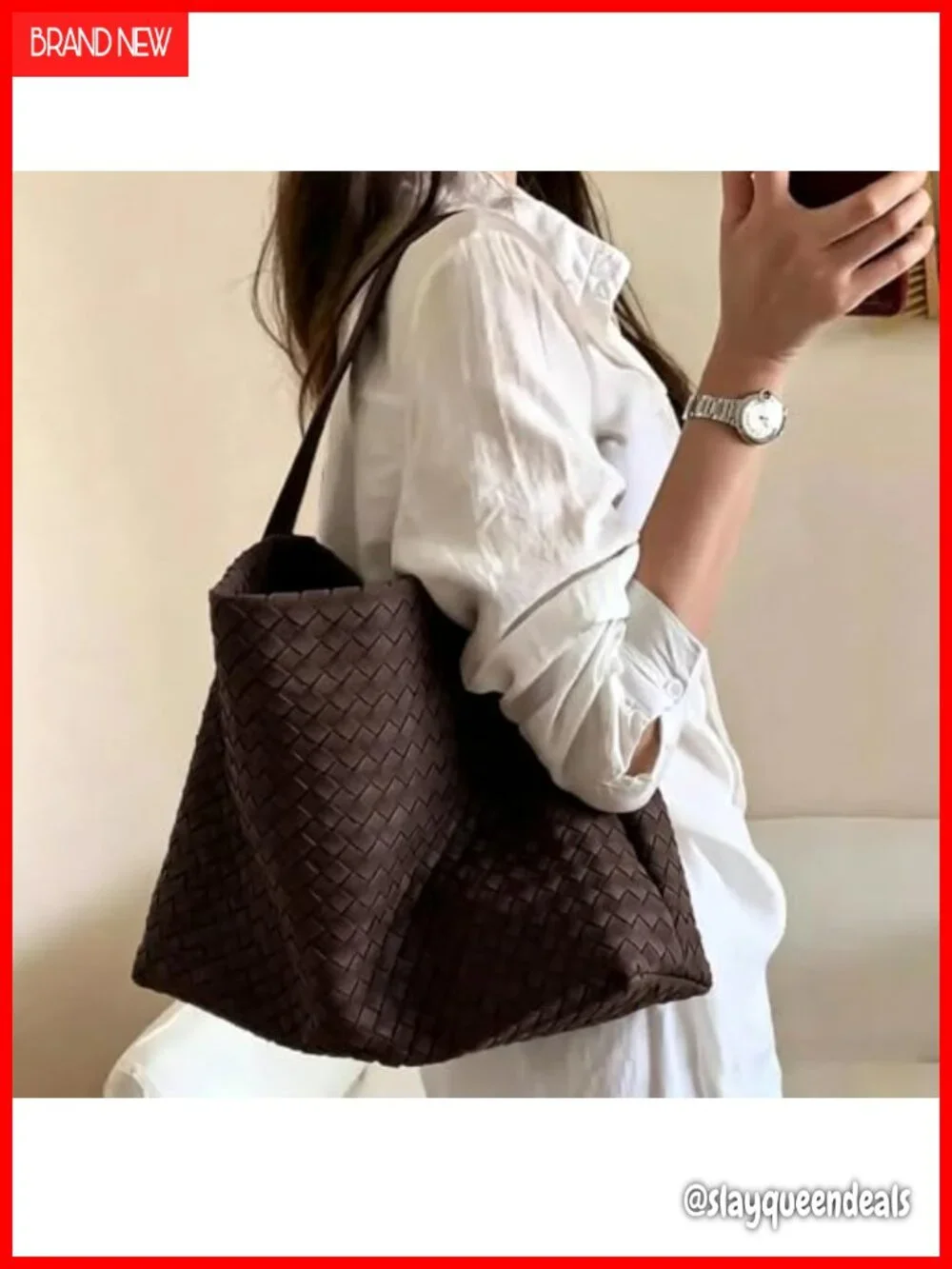 Women's Braided Faux Suede Tote Bag Trendy Crescent Shoulder Hobo Purse